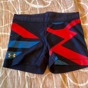 Blue and red under armour spandex